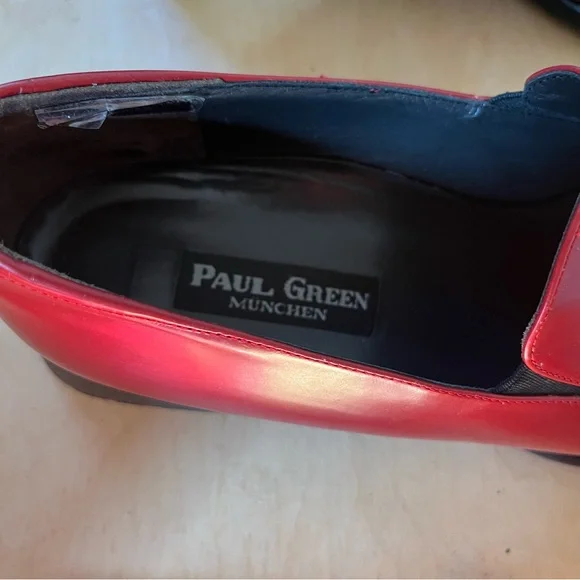 paul green vintage 90s red patent leather square toe loafers - Picture 4 of 12